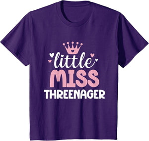 Little Miss Threenager Girl Happy 3rd Birthday Girl Toddler