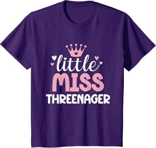 Little Miss Threenager Girl Happy 3rd Birthday Girl Toddler