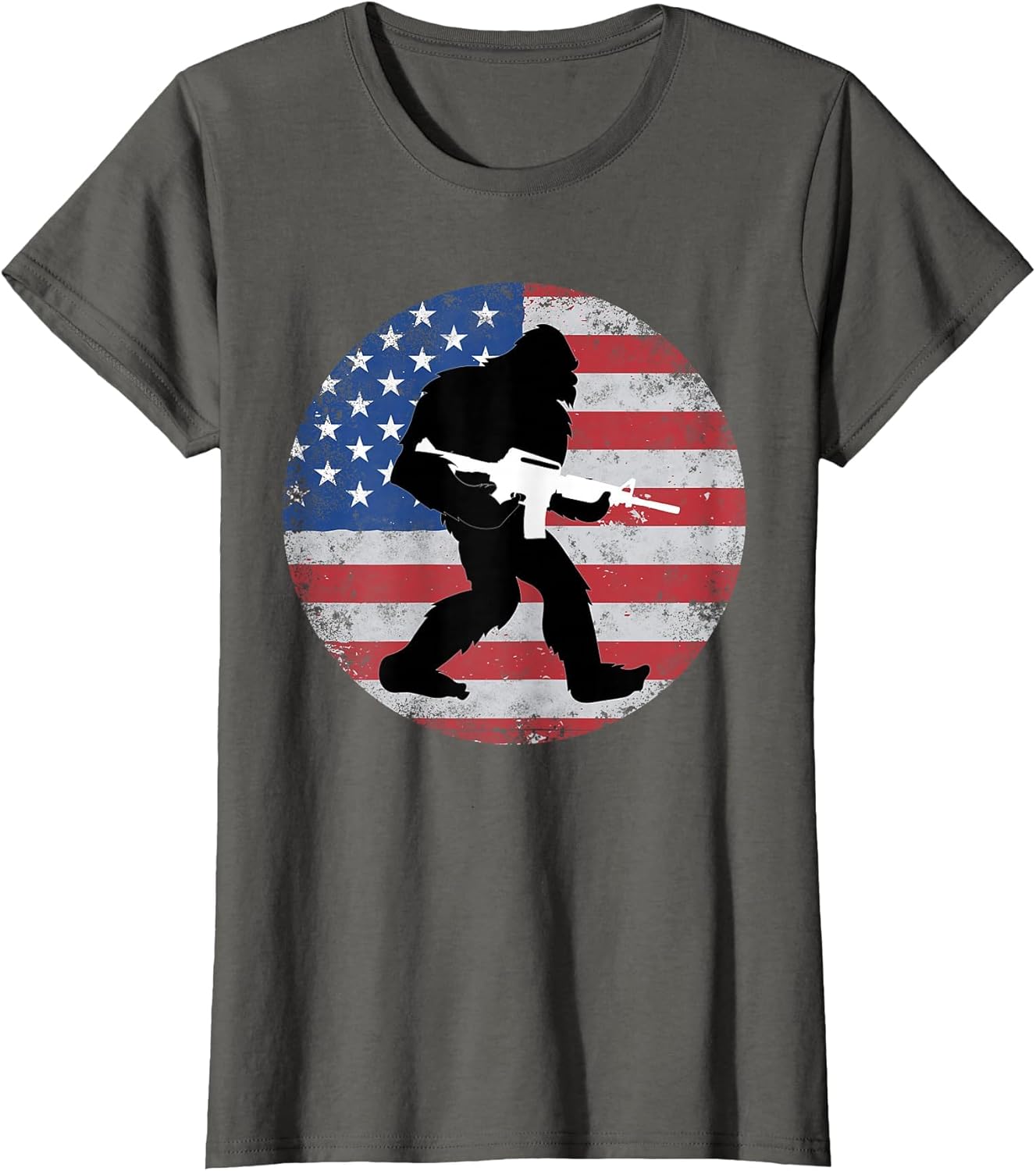 Bigfoot Gun Owner US American Flag Sasquatch AR15 Rifle