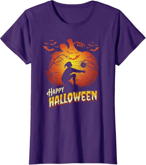 Happy Halloween Volleyball Player Pumpkin Silhouette Women
