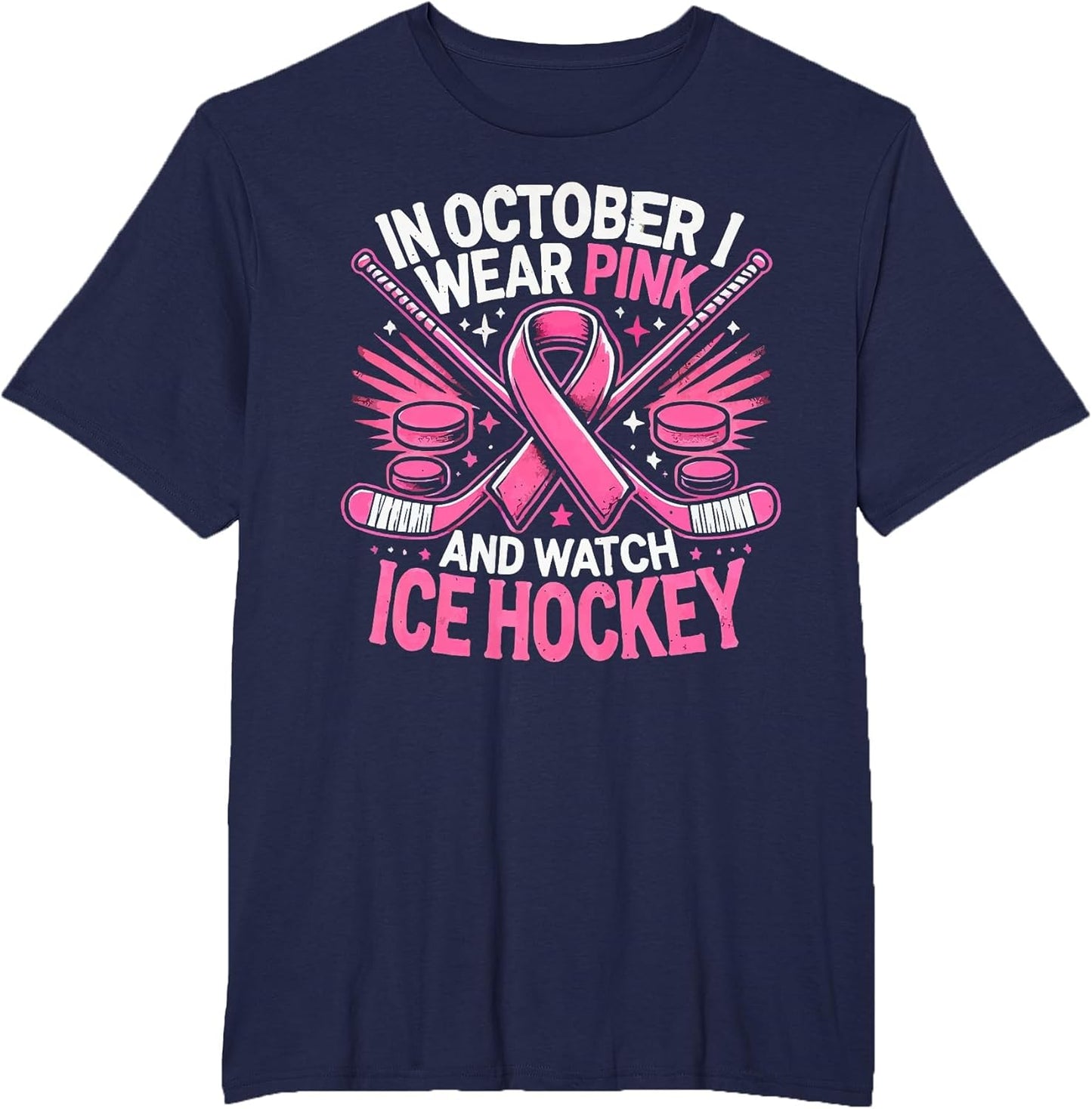 Ice Hockey Breast Cancer Awareness Month Pink Ribbon