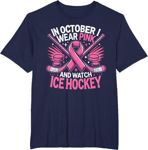 Ice Hockey Breast Cancer Awareness Month Pink Ribbon