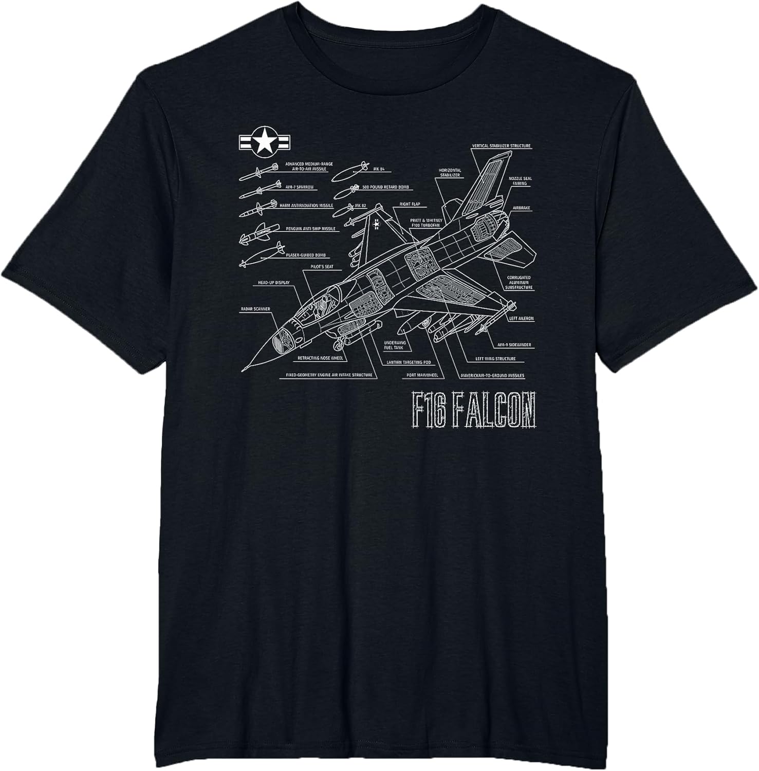 American Airforce Aircraft Fighter F16 Falcon Blueprint