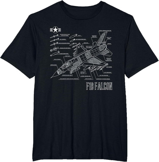 American Airforce Aircraft Fighter F16 Falcon Blueprint