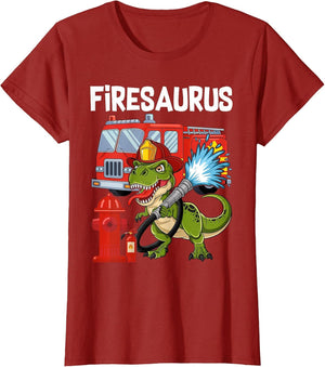 Fire Fighter Saurus Firetruck Fireman Dinosaur
