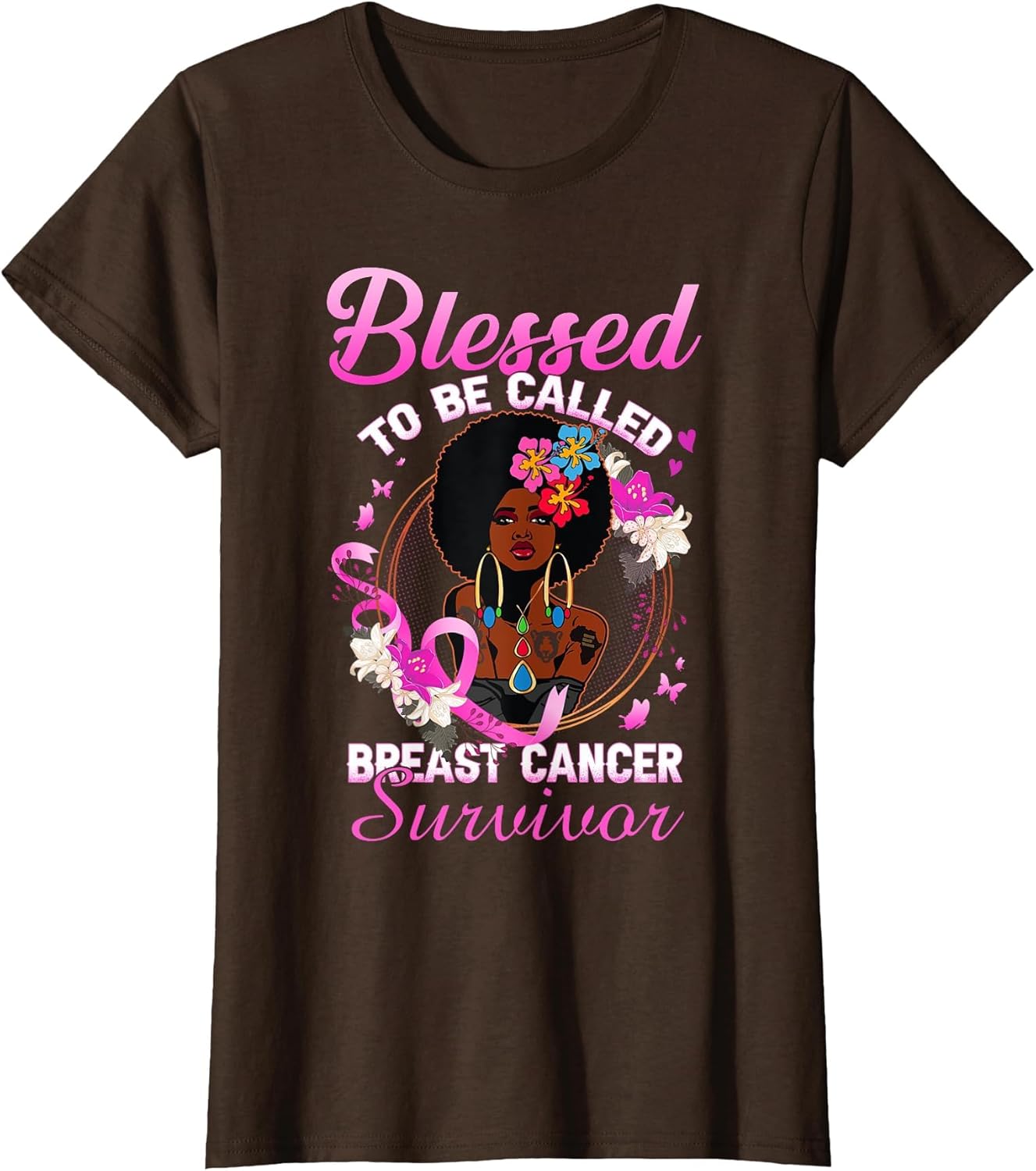 African American Breast Cancer Shirt Women Blessed Survivor