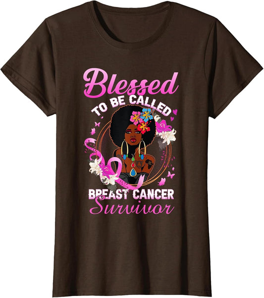 African American Breast Cancer Shirt Women Blessed Survivor