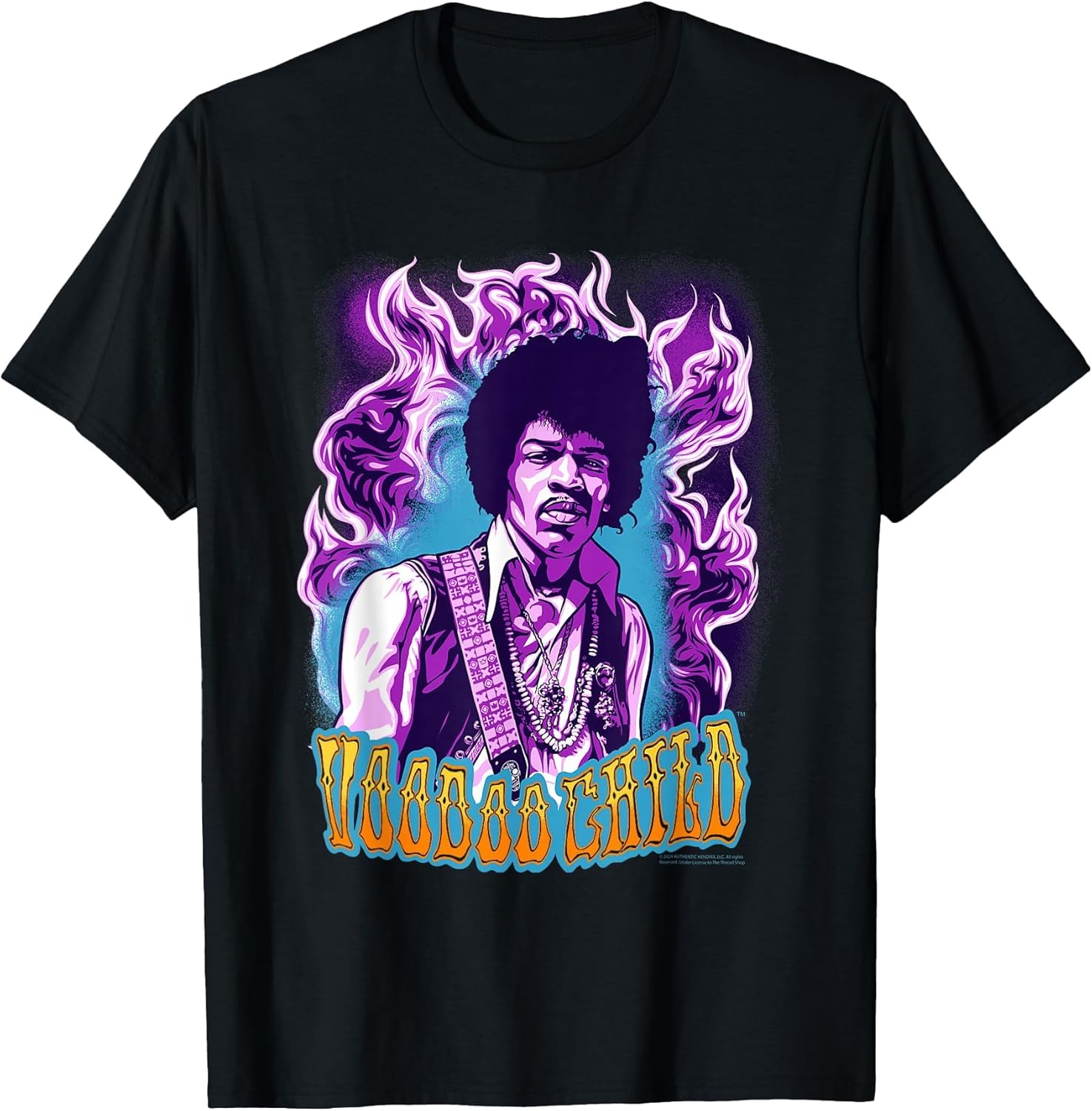 Jimi Hendrix Voodoo Child Psychedelic Purple Flames Band