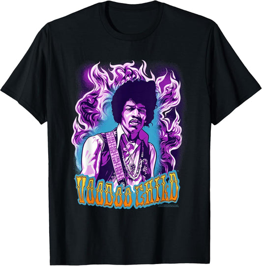 Jimi Hendrix Voodoo Child Psychedelic Purple Flames Band