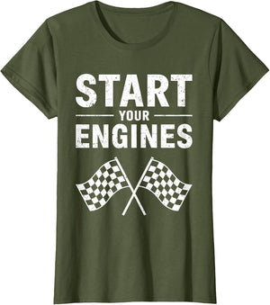 Start Your Engines Shirt Checkered Flag Men Women Racing Day