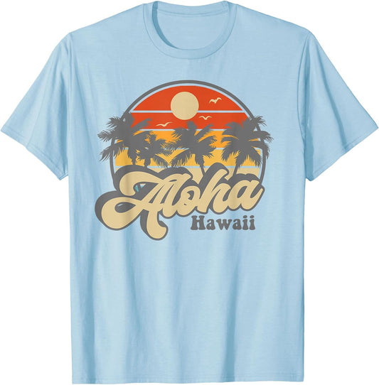 Aloha Hawaii Hawaiian Island Palm Surfboard Beach Surf Retro
