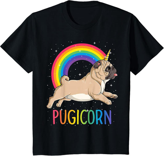 Pugicorn Pug Unicorn T Shirt Girls Kids Space Galaxy Rainbow