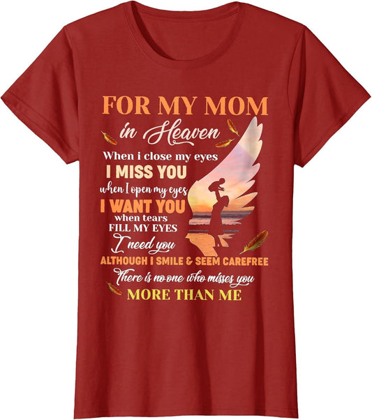 for My Mom in Heaven When I Close My Eyes I Miss You Mother