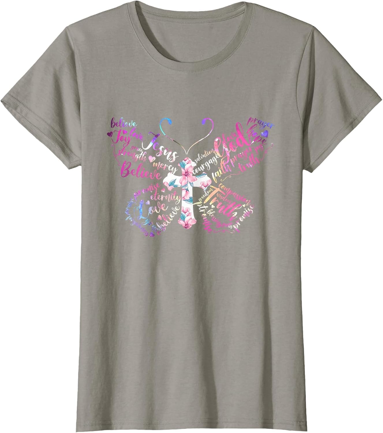 Butterfly Prayer Jesus Christian Cross Floral Pattern