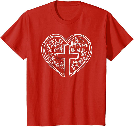 Easter Christian Heart Shirt Jesus is Love Word Heart Cross