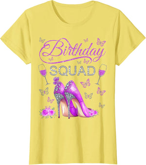 Birthday Squad High Heels Butterflies Diva Squad Bday Crew