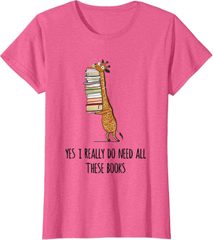 Giraffe Holding A Stack of Books Yes I Really Do Need All