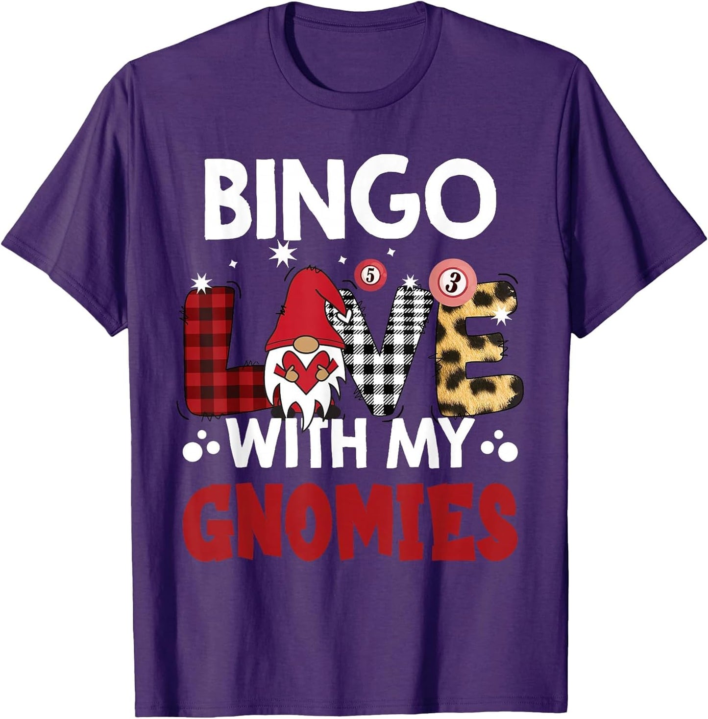 Bingo Love with My Gnomies Buffalo Plaid Women Men Bingo