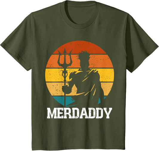 Retro Merdaddy Security Merman Mermaid Merdad Father's Day