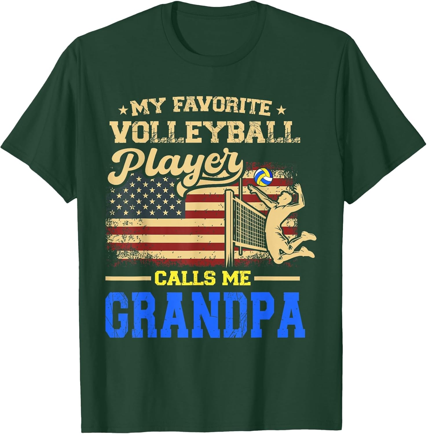 My Favorite Volleyball Player Calls Me Grandpa US Flag