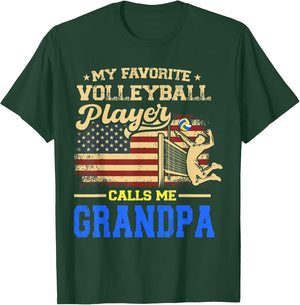 My Favorite Volleyball Player Calls Me Grandpa US Flag