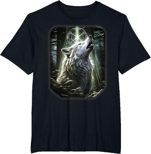 Wolf in The Forest Howling at The Moon Fantasy Art Wildlife