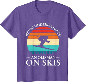 Never Underestimate an Old Man On Skis - Vintage Sunset