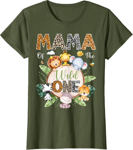 Mama of The Wild One 1St Birthday Safari Jungle Animal