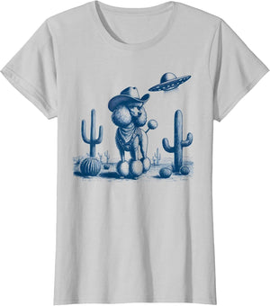 Funny Vintage Cowboy Poodle Dog UFO Desert Western Design