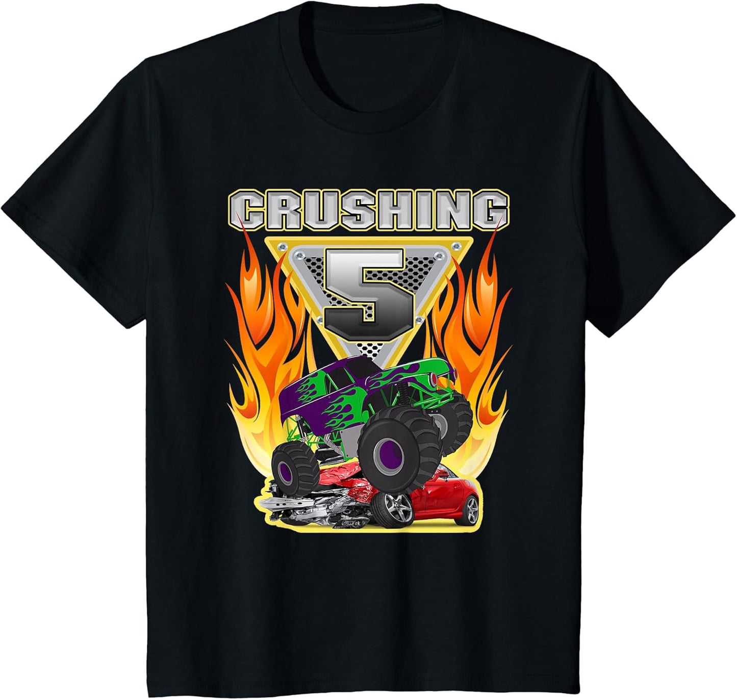 Monster Truck Crushing Being 5 Five Years Old 5th Birthday