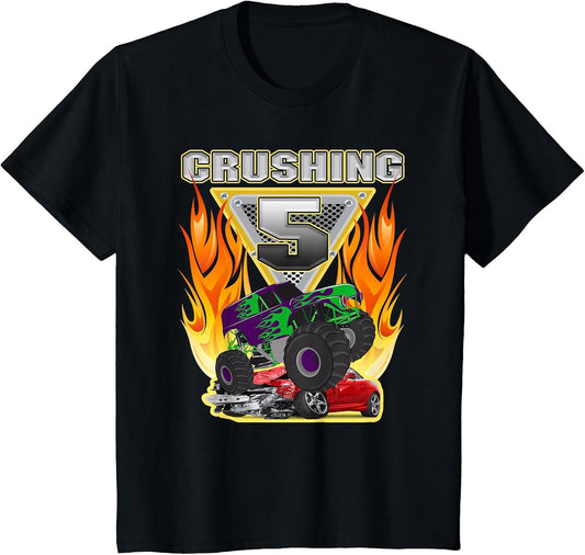 Monster Truck Crushing Being 5 Five Years Old 5th Birthday