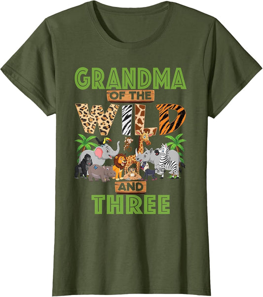 3rd Birthday Zoo Safari Jungle Grandma of The Wild and Three