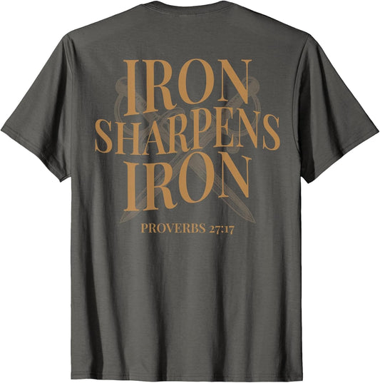 (ON Back) Iron Sharpens Iron Bible Verses Christian Gym