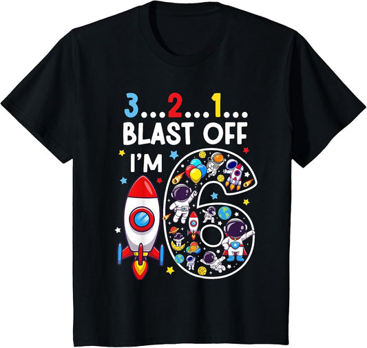 Kids 6 Year Old Astronaut Outer Space Birthday 6th Birthday Boys