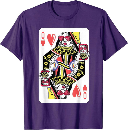 Queen of Hearts Funny Playing Card Shirt. Poker Costume Gift