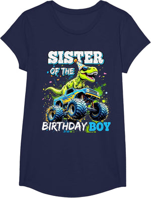 Sister of The Birthday Boy Monster Truck Dinosaur Party