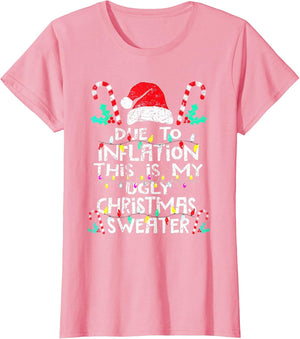 Funny Due to Inflation Ugly Christmas Sweater Vintage