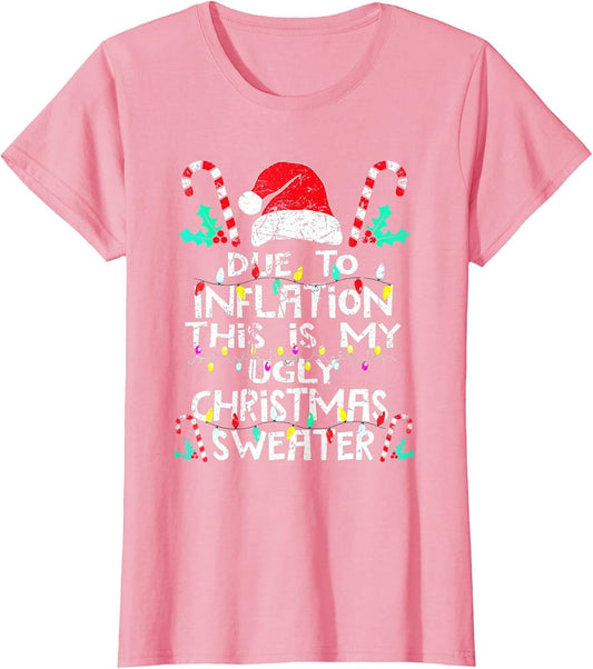 Funny Due to Inflation Ugly Christmas Sweater Vintage
