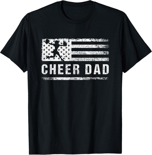Cheer Dad American Flag Cheerleading Patriotic Father's Day