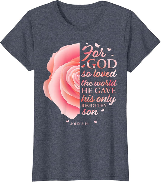 John 3:16 Pink Flower Christian Sayings Women Gifts Mom Her