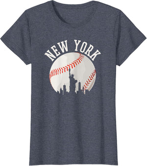 Downtown New York City Skyline, Vintage Baseball