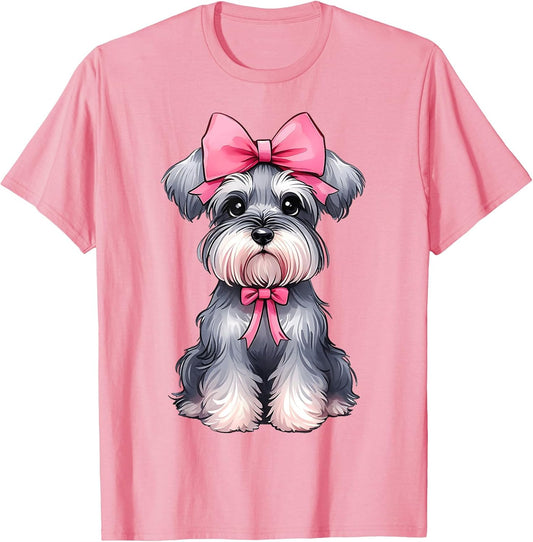 Coquette Bow Schnauzer Dog Mom Pink Ribbon Cute Mothers Day