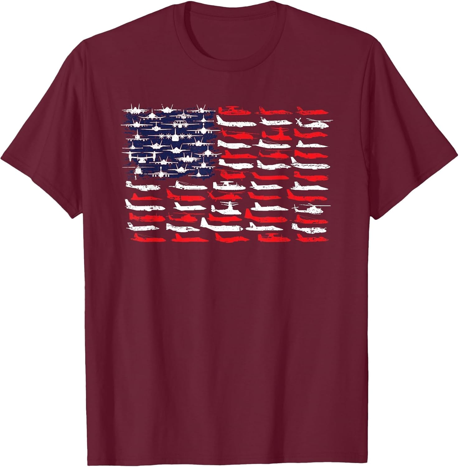 Military Aviation American Flag Aircraft Distressed Design