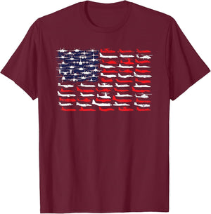 Military Aviation American Flag Aircraft Distressed Design