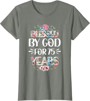 75th Birthday Woman Man Blessed by God for 75 Years