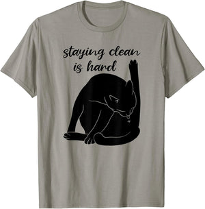 Staying Clean is Hard Funny Black Cat Addiction Recovery