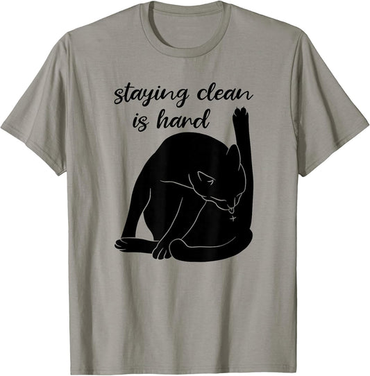 Staying Clean is Hard Funny Black Cat Addiction Recovery