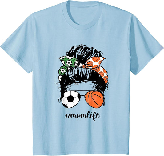 Mom Life Soccer and Basketball Mom Messy bun Momlife Funny