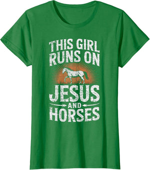 This Girl Runs On Jesus and Horses Horse Riding Equestrian