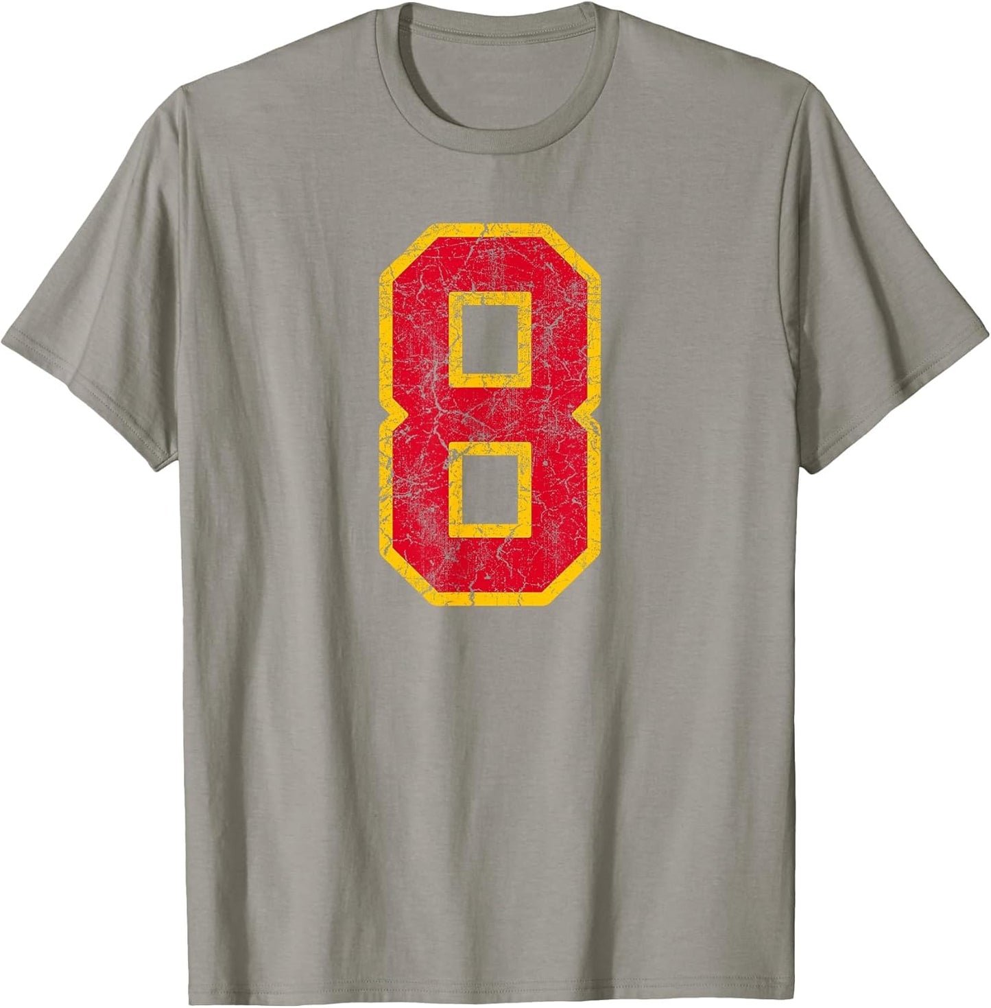 Bright Red Gold Number 8 Jersey Player Uniform #8 Grunge